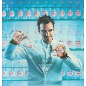 Vintage 1999 Evian Water Print Ad Bottled Water Beverage Marketing Y2K Decor